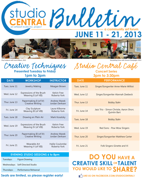 Studio Central Bulletin_June 11 to June 21 2013