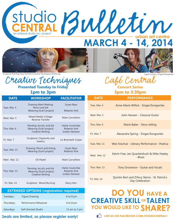 Studio Central Bulletin March4-14 2014