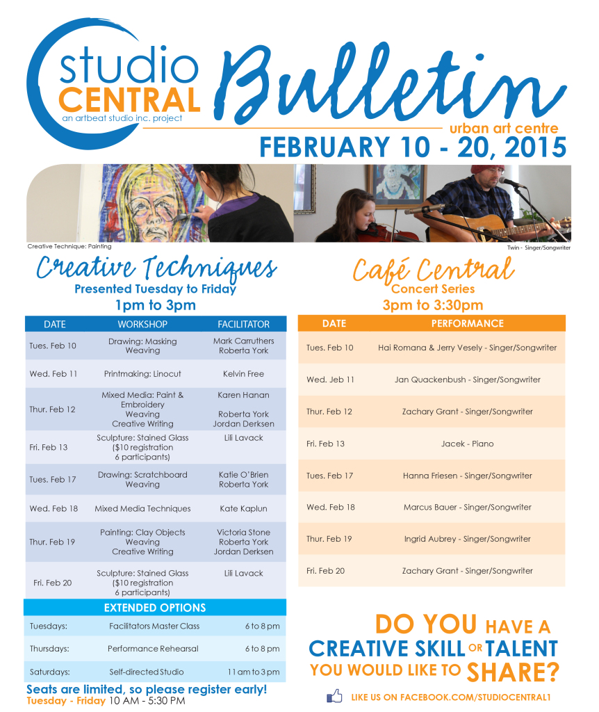 Studio Central Bulletin Feb 10-20, 2015