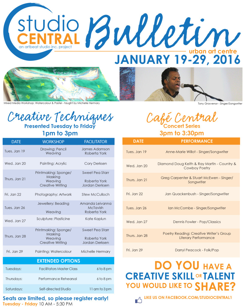 Studio Central Bulletin Jan 19-29, 2016