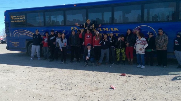 Pimicikamak youth arrived in Thompson, Man., on Wednesday for a suicide prevention forum. (Courtesy of Mervin McLeod)